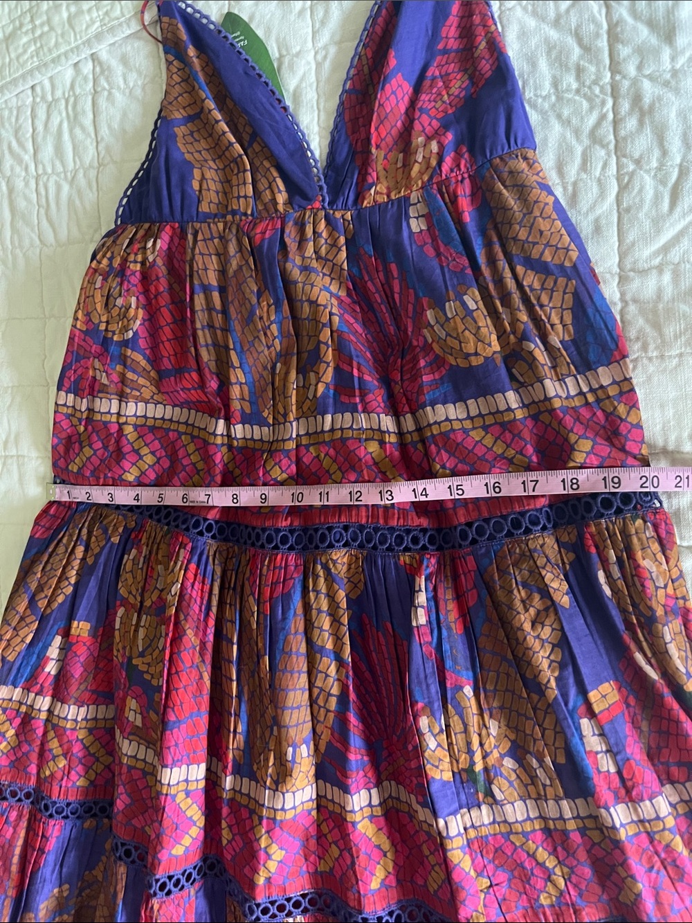 Farm Rio Forest Mosaic Blue Sleeveless Maxi Dress - Picture 4 of 10